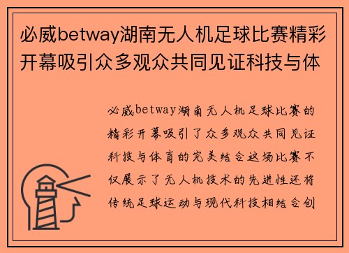 必威betway湖南无人机足球比赛精彩开幕吸引众多观众共同见证科技与体育的完美结合